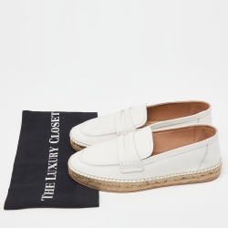 Pre Owned Gianvito Rossi Off White Leather Espadrille Loafers Size 39