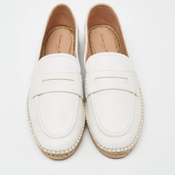 Pre Owned Gianvito Rossi Off White Leather Espadrille Loafers Size 39