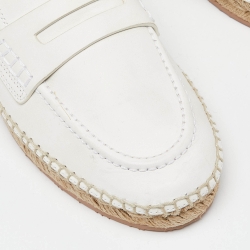 Pre Owned Gianvito Rossi Off White Leather Espadrille Loafers Size 39