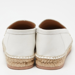 Pre Owned Gianvito Rossi Off White Leather Espadrille Loafers Size 39