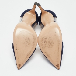 Pre Owned Gianvito Rossi Navy Blue PVC and Suede Plexi Pumps Size 39