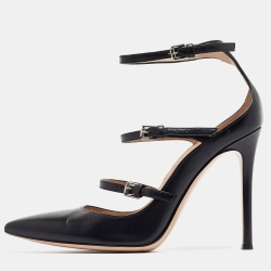 Pre Owned Gianvito Rossi Black Leather Buckle Pumps Size 36