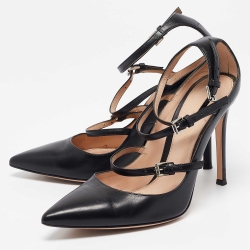 Pre Owned Gianvito Rossi Black Leather Buckle Pumps Size 36