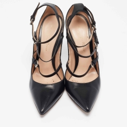 Pre Owned Gianvito Rossi Black Leather Buckle Pumps Size 36