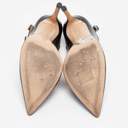 Pre Owned Gianvito Rossi Black Leather Buckle Pumps Size 36