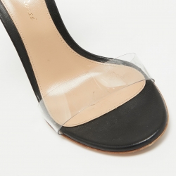 Pre Owned Gianvito Rossi Black/Transparent Leather and PVC Ankle Strap Sandals Size 36