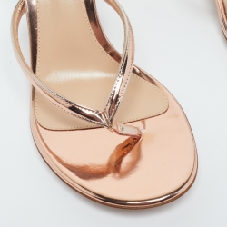 Pre Owned Gianvito Rossi Rose Gold Patent Leather Thong Sandals Size 39