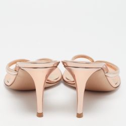 Pre Owned Gianvito Rossi Rose Gold Patent Leather Thong Sandals Size 39