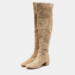 Gianvito Rossi Beige Suede Over the Knee Length Boots Size 40