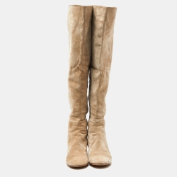 Gianvito Rossi Beige Suede Over the Knee Length Boots Size 40