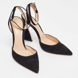 Pre Owned Gianvito Rossi Black Suede Slingback Pumps Size 39