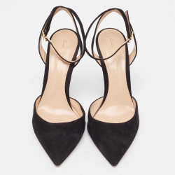 Pre Owned Gianvito Rossi Black Suede Slingback Pumps Size 39