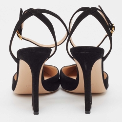 Pre Owned Gianvito Rossi Black Suede Slingback Pumps Size 39