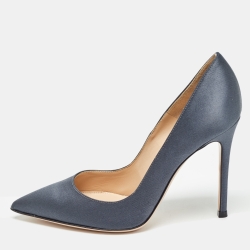 Pre Owned Gianvito Rossi Blue Satin Gianvito Pumps Size 36.5