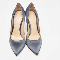 Pre Owned Gianvito Rossi Blue Satin Gianvito Pumps Size 36.5