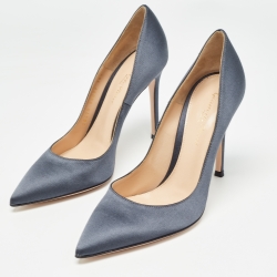 Pre Owned Gianvito Rossi Blue Satin Gianvito Pumps Size 36.5