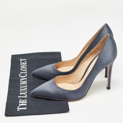 Pre Owned Gianvito Rossi Blue Satin Gianvito Pumps Size 36.5