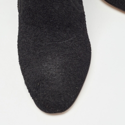 Pre Owned Gianvito Rossi Black Knit Fabric Knee Length Boots Size 40