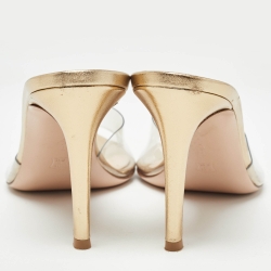 Pre Owned Gianvito Rossi Gold PVC and Leather Elle Sandals Size 39.5