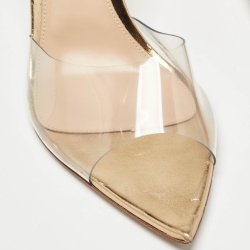 Pre Owned Gianvito Rossi Gold PVC and Leather Elle Sandals Size 39.5