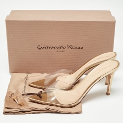 Pre Owned Gianvito Rossi Gold PVC and Leather Elle Sandals Size 39.5