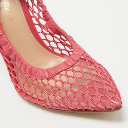Pre Owned Gianvito Rossi Pink Mesh and Leather Pumps Size 37.5