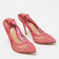 Pre Owned Gianvito Rossi Pink Mesh and Leather Pumps Size 37.5
