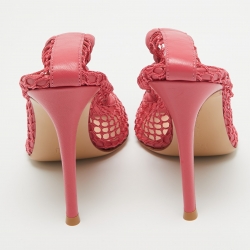 Pre Owned Gianvito Rossi Pink Mesh and Leather Pumps Size 37.5