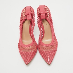 Pre Owned Gianvito Rossi Pink Mesh and Leather Pumps Size 37.5