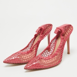 Pre Owned Gianvito Rossi Pink Mesh and Leather Pumps Size 37.5