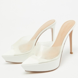 Pre Owned Gianvito Rossi Transparent PVC Slide Sandals Size 37.5