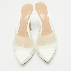 Pre Owned Gianvito Rossi Transparent PVC Slide Sandals Size 37.5