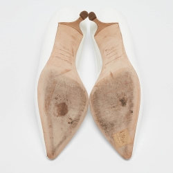 Pre Owned Sergio Rossi White Patent Leather Pointed Toe Pumps Size 40.5