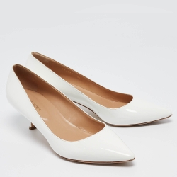 Pre Owned Sergio Rossi White Patent Leather Pointed Toe Pumps Size 40.5