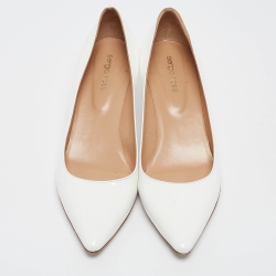 Pre Owned Sergio Rossi White Patent Leather Pointed Toe Pumps Size 40.5