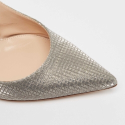 Pre Owned Gianvito Rossi Silver Metallic Mesh Slingback Pumps Size 38