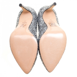 Pre Owned حذاء كعب عالي جينا غليتر فضي ميتالك مقاس 38