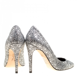 Pre Owned حذاء كعب عالي جينا غليتر فضي ميتالك مقاس 38