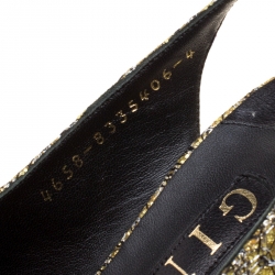 مملوكة مسبقًا Gina Metallic Gold Glitter Peep Toe Platform Slingback Sandals Size 37