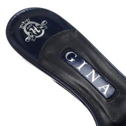 Pre Owned Gina Blue Crystal Kitten Heel Slides Size 38