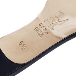 Pre Owned Gina Blue Crystal Kitten Heel Slides Size 38