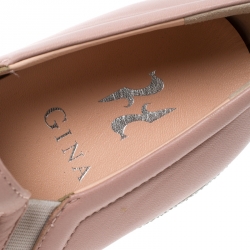 Pre Owned Gina Pink Leather and Crystal Embellished Satin Gioia Slip On Skate Sneakers Size 39