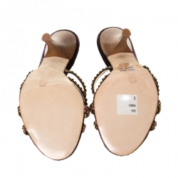 Pre Owned صندل سلايد جينا مزخرف كريستال سير متعاكس بنفسجي مقاس 37.5