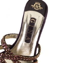 Pre Owned صندل سلايد جينا مزخرف كريستال سير متعاكس بنفسجي مقاس 37.5