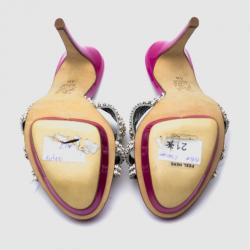 Pre Owned Gina Pink Embellished 'Dido' High Heel Slides Size 37.5