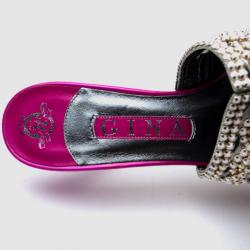 Pre Owned Gina Pink Embellished 'Dido' High Heel Slides Size 37.5