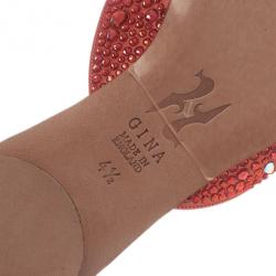 Pre Owned صندل جينا ستان وردي كريستال سابرينا فلات مقاس 37.5