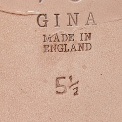 Pre Owned Gina Grey Croc Embossed Patent Leather Crystal Embellished Slide Sandals Size 38.5