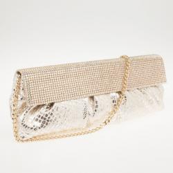 Gina Silver Python Embellished Clutch 
