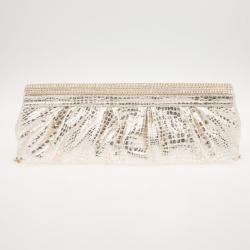 Gina Silver Python Embellished Clutch 
